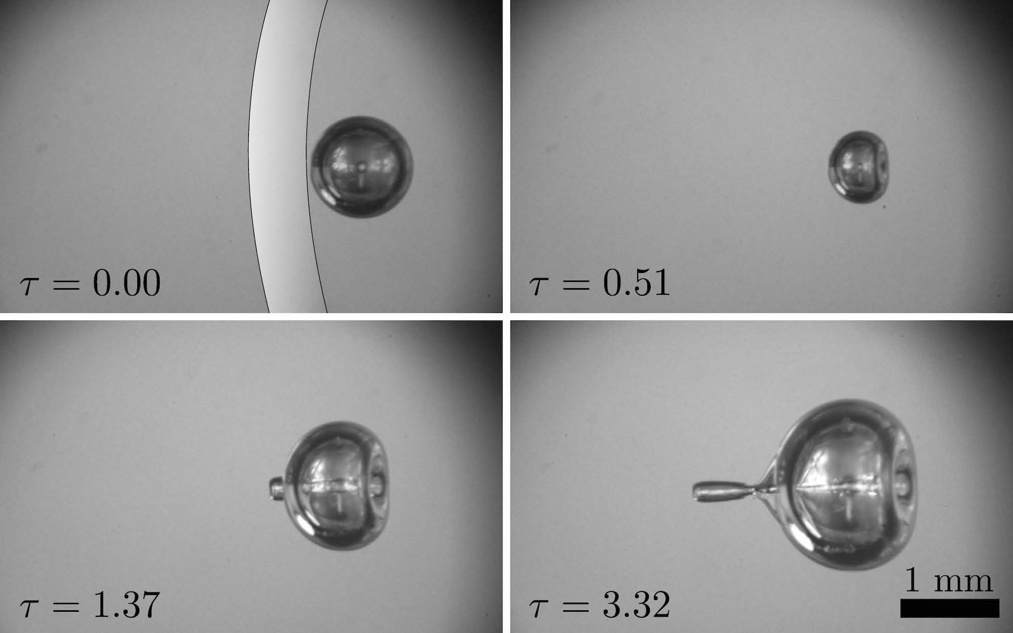 Enlarged view: Shock-wave induced jetting of millimeter-scale gas bubble.